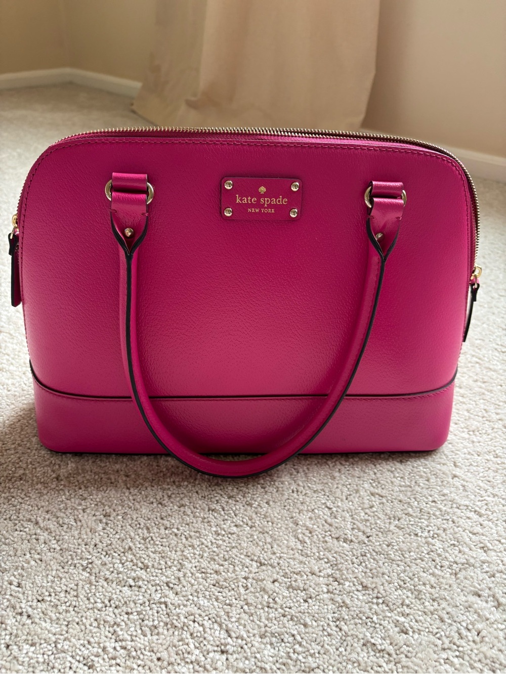 kate spade hot pink dome satchel with gold hardware. Size large